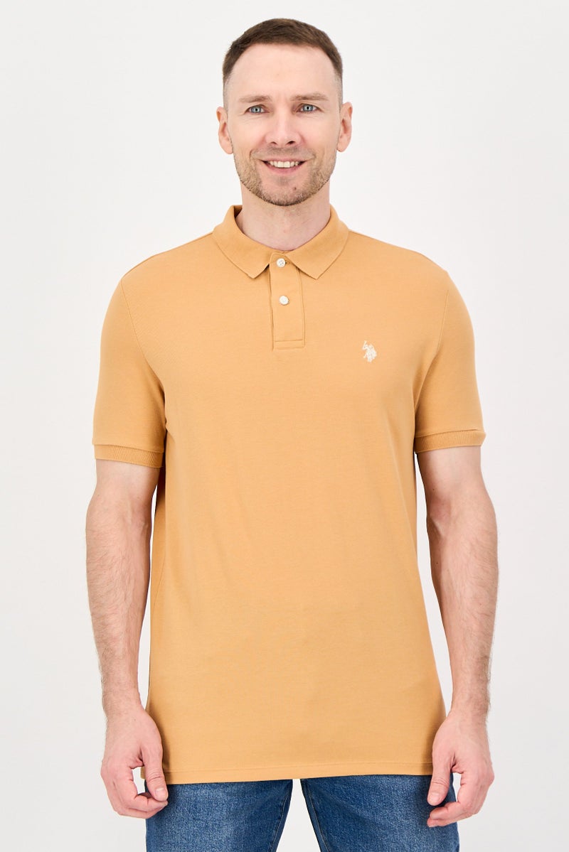 U.S. Polo Assn. Men Regular Fit Embroidered Logo Short Sleeve Polo Shirt, Orange - Image 1